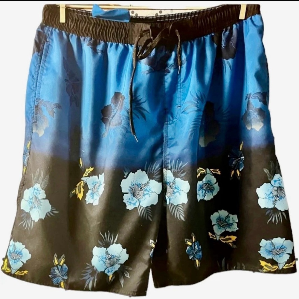 Men's Blue Floral Swim Shorts by Burnside